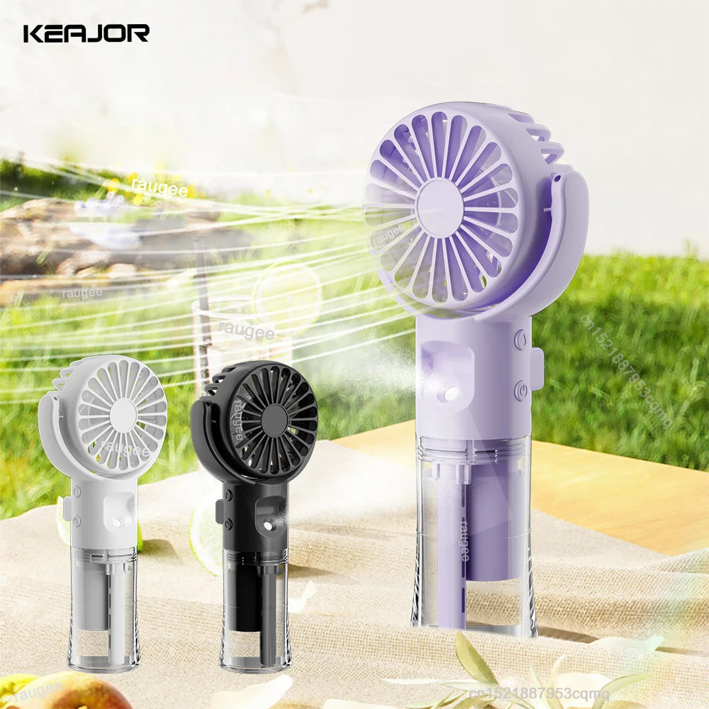 Portable Handheld Fan Mini Humidifier Fans USB Rechargeable Hanging
