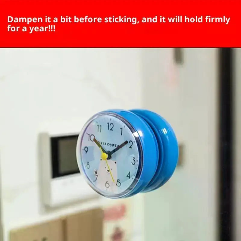 Anti-Fog Waterproof 7cm Kitchen Toilet Small Quartz Table Clock Mini Sucker Wall Clock Bathroom Zpaxo