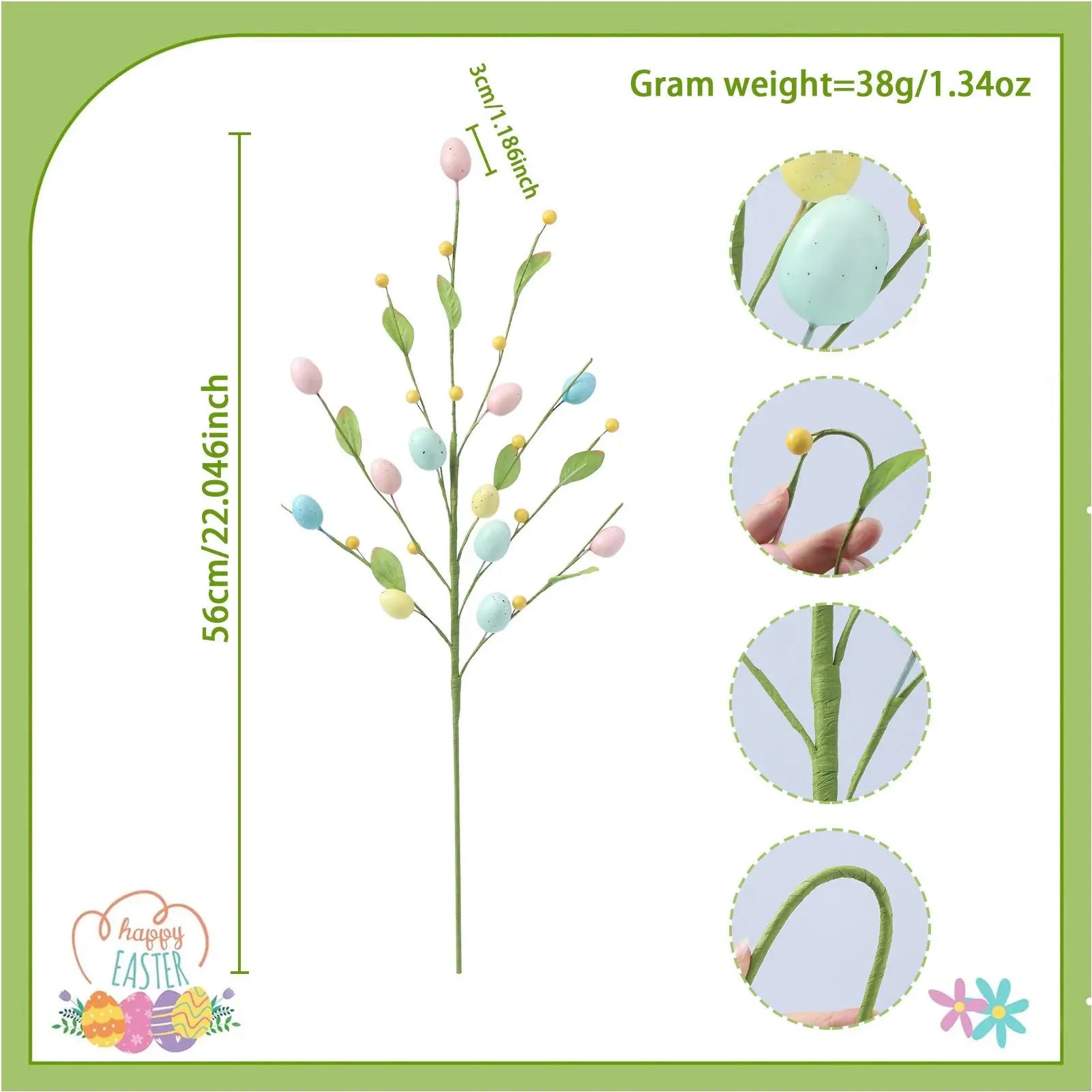 Easter Artificial Flowers Foam Spring Stems Eggs Fake Flower