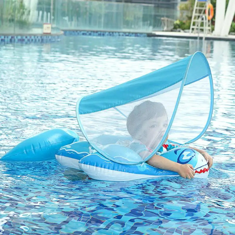 Baby Pool Float Skin-Friendly Swimming Float UV Protection Shade Ring In Fun Shark Shape For Toddler Boy Toys Play Swimming Zpaxo