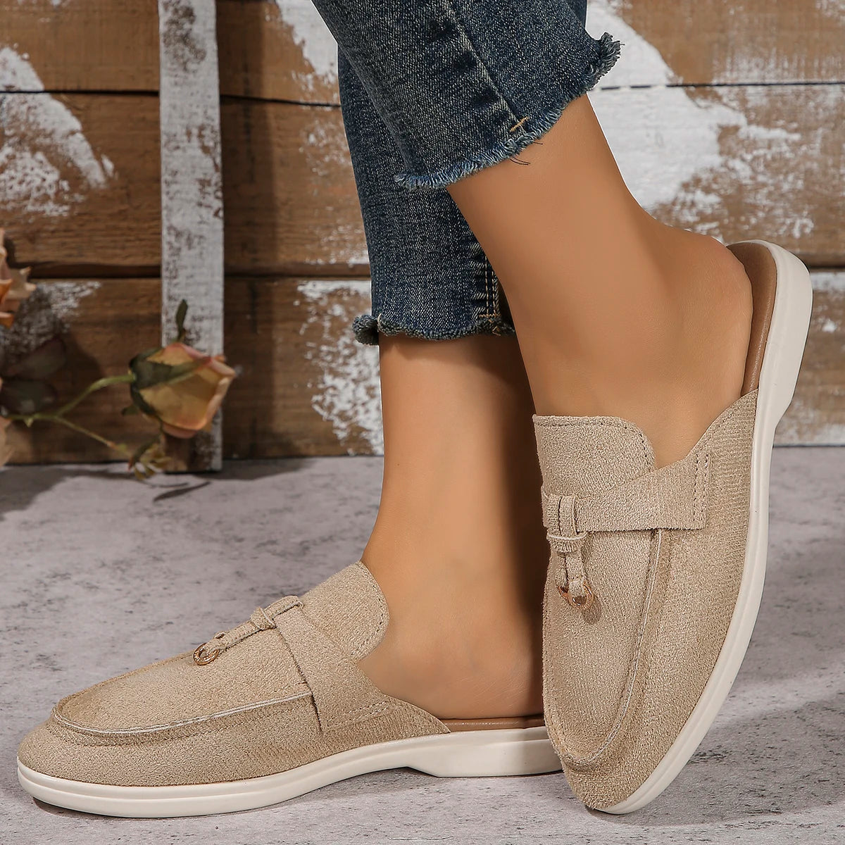 Women's Sneakers Flat Casual Shoes Slip Ladies Loafers Vulcanized Zpaxo Khaki 37