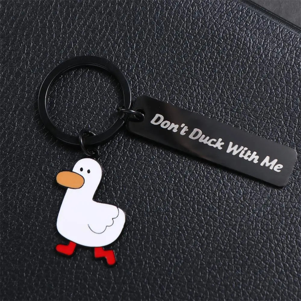 Don’t Duck with Me Duck Keychain Stainless Steel Couples Jewelry Ducking Love Keyring Keyholder Animal Duck Pendant Zpaxo