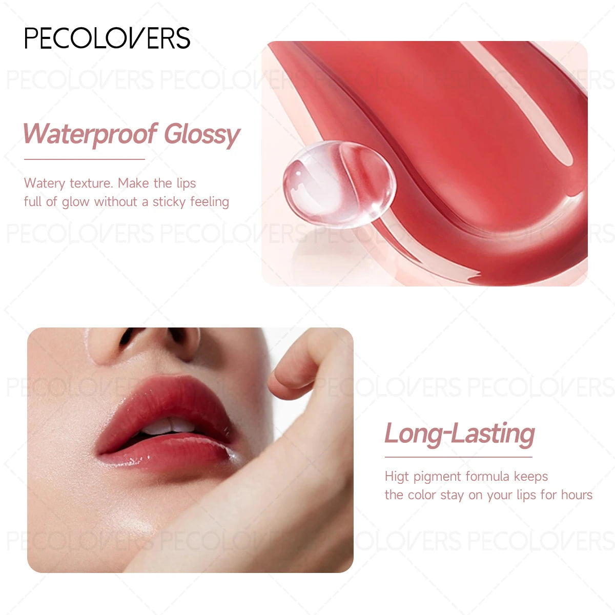 1PC Natural Nude High-gloss Lip Gloss-Long-lasting Moisturizing, Mirror-like Gloss, Berry Color, Light and Non-sticky, Non-stick Zpaxo
