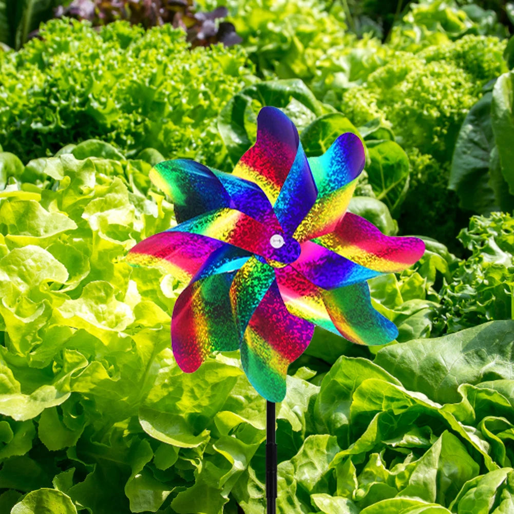 2 Windmill Bird Repellent Garden Decorations Colorful Wind Spinner Zpaxo