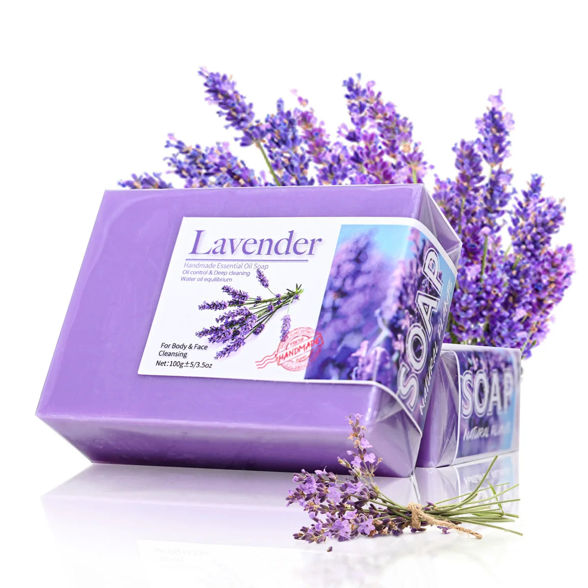 Natural Organic Lavender Essential Oil Soap Handmade Soap for Cleansing, Refreshing, Oil Control, Bath Soap Zpaxo Lavender