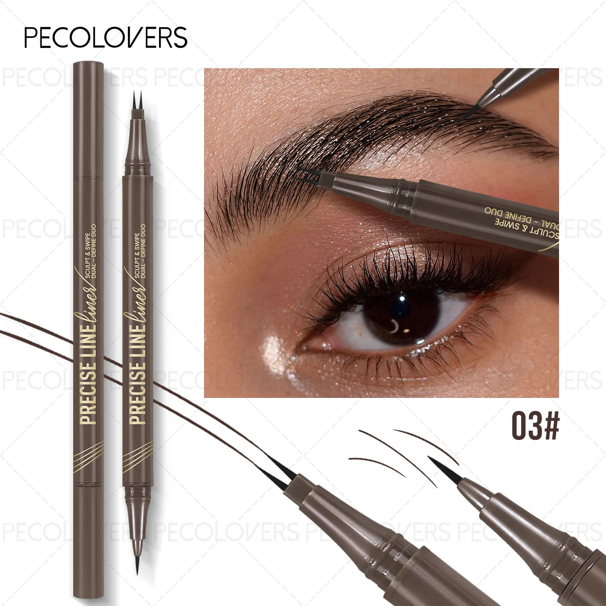1PC Double-Ended Waterproof Eyebrow Pencil - Non-Fading, Precise Application for Long-Lasting Brow Makeup Zpaxo 03