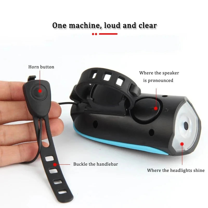 USB Rechargeable Bicycle Front Light with Electric Horn Bike Headlight Super Bright Cycling Flashlight with Loud Warning Bell Zpaxo