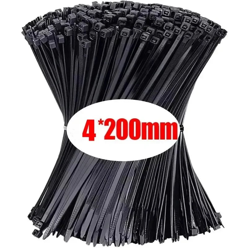 Black Cable Ties Tensile Strength Uv Resistant Self-locking Home Zpaxo 4X200mm-100Pcs