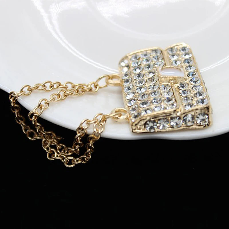 ▶1Pcs Miniature Fashionable Dollhouse Metal Chain Handbag Set Pack Doll Bags for Clothes Accessories Toy for Kids Zpaxo Gold