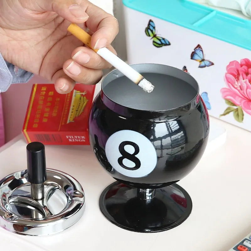 Creative Billiards Metal Ashtray with Lid Anti Fly Ash Office Table Tennis Decoration Ashtray Home Desktop Decoration Ornament Zpaxo