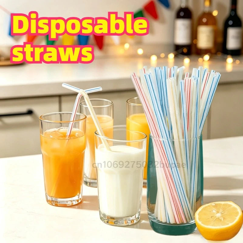 1000pcs Plastic Drinking Straws Disposable Straws Colorful Straws Wedding Party Birthday Milktea Juice Straw Bar Accessories Zpaxo