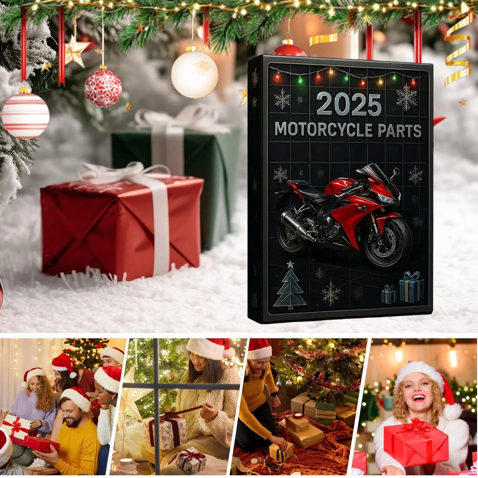 2025 Christmas Advent Calendar 2D Acrylic Motorcycle Ornament 24 Days