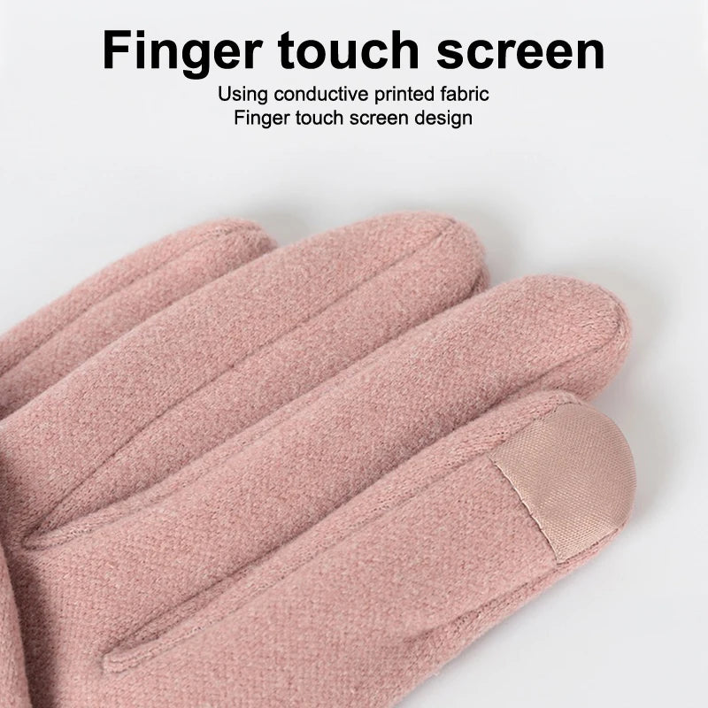 Touch Screen Compatible Suede Winter Gloves Men Women Thick Plush Zpaxo