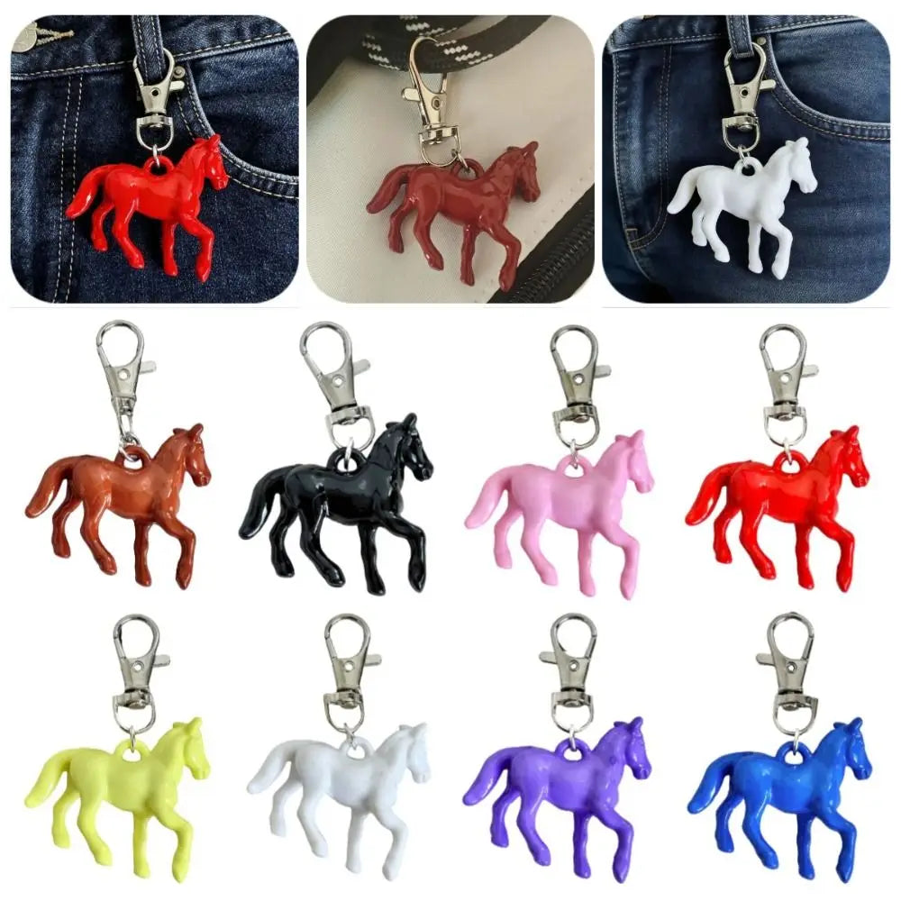 Fashion Cartoon Horse Pendant Keychain Creative Mini Animal Key Ring Stereoscopic Cute Backpack Pendant for Women Men Zpaxo