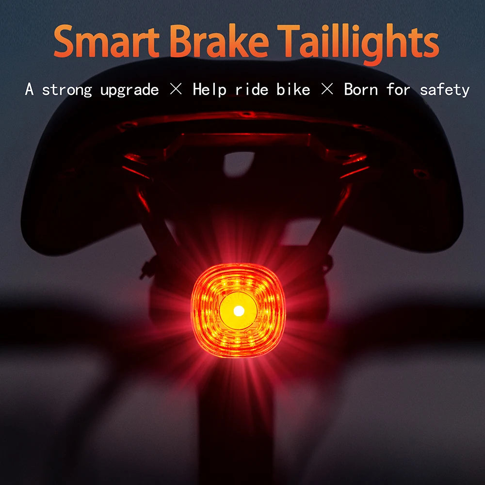Bicycle Auto Brake Sensing Brake Tail Light Gift lP66Waterproof LED Bike Warning Light for MTB&Road Bike Night Safety Saddle/Bag Zpaxo