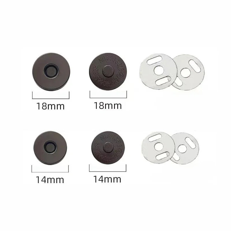 10sets/lot Magnetic Snap Fasteners Clasps Buttons Handbag Purse Wallet Craft Bags Parts Accessories Adsorption Buckle 14mm 18mm Zpaxo