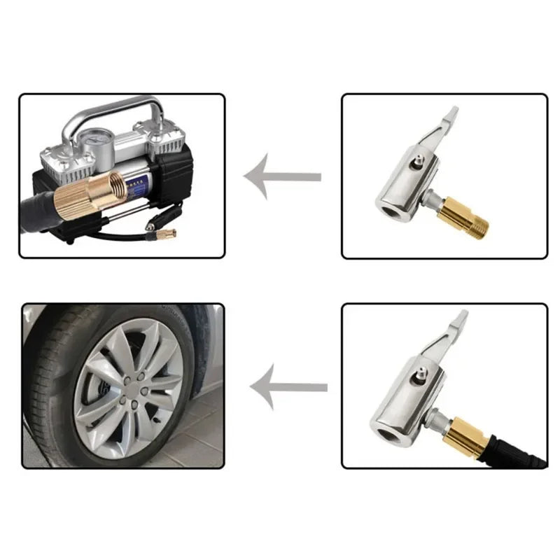 90° Lock-On Tire Inflator Chuck – Zinc Alloy Air Valve Adapter