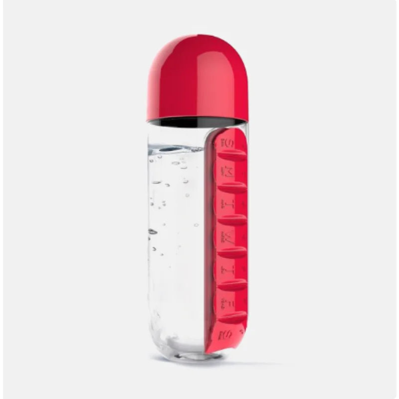 1 7 Grids Medicine Box Water Cup Sports Plastic Bottle Combine Daily Zpaxo Red