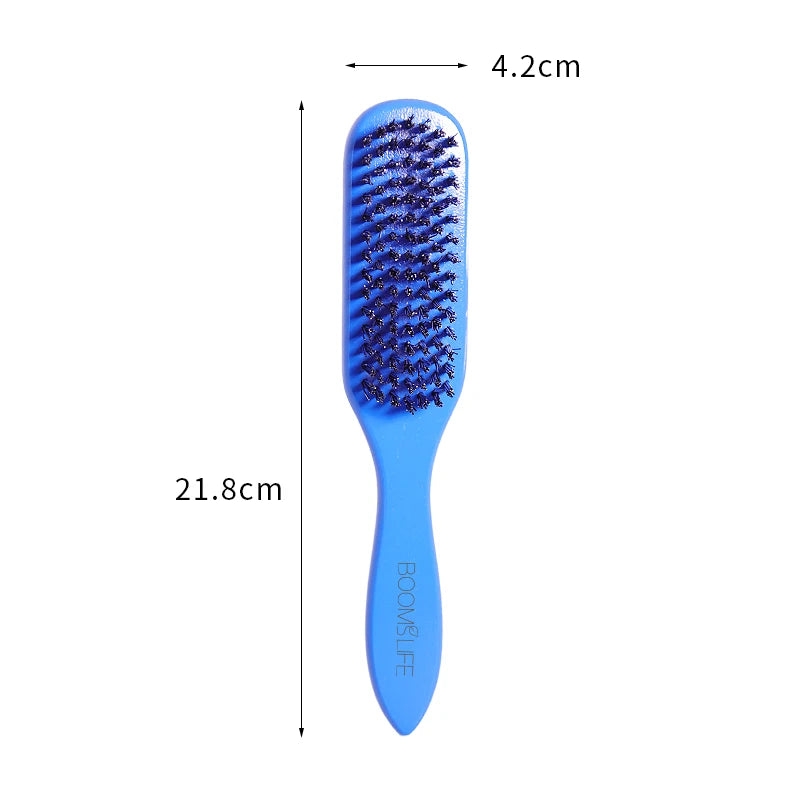 BOOMSLIFE Custom Hard Nylon Bristle Wood Beard Brush for Men Grooming Beard Wood Comb Beard Wooden Handle Men Beard Comb Zpaxo Blue color