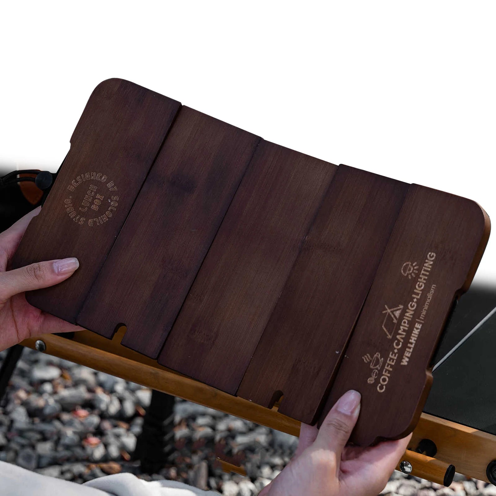 Table Board Compatible Lunch Box Wooden Foldable Outdoor Camping
