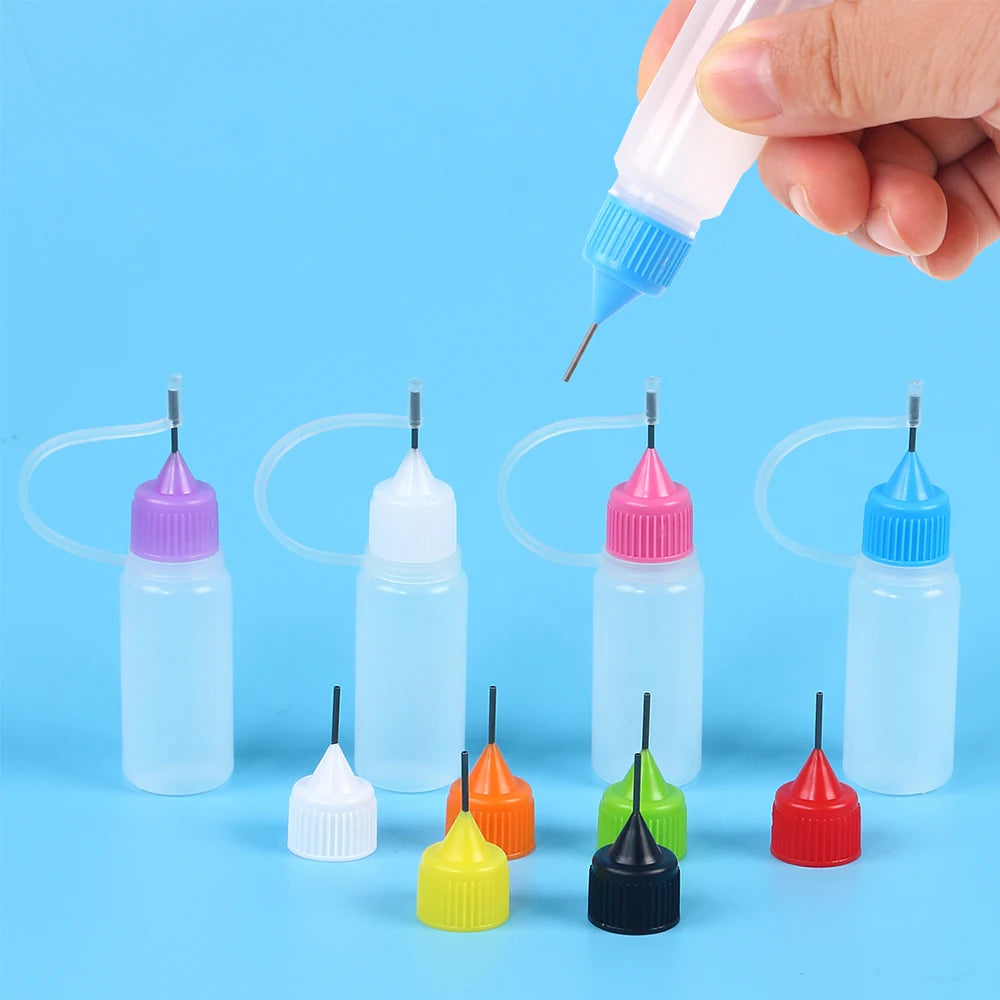 Precision Tip Applicator Bottle 10ml 4 Needle Tip Squeeze Bottles and 10 Tips for Acrylic Painting DIY Quilling Paper Craft Zpaxo