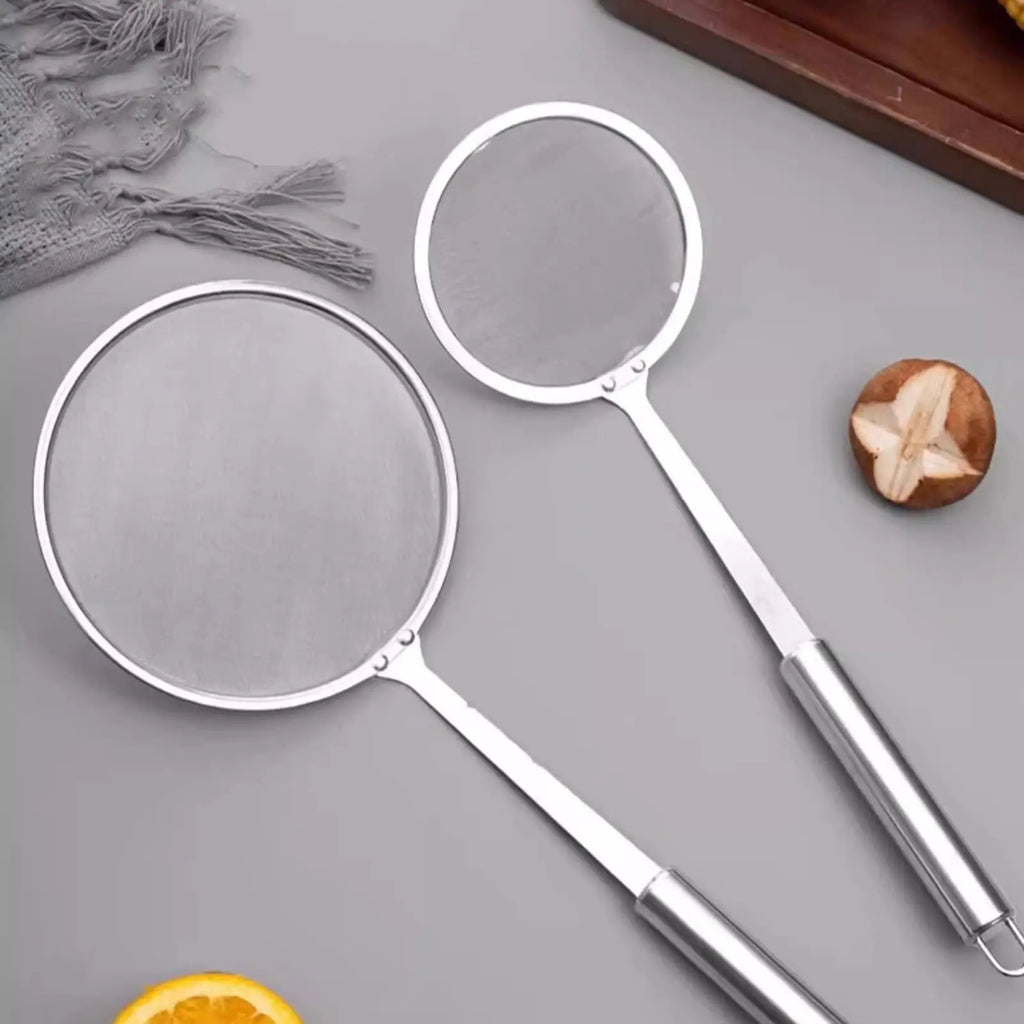 2 Fat Skimmer Spoon Fine Mesh Strainer Long Handle Oil Filter Pot