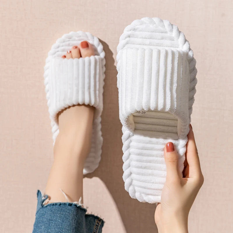 Solid Flat Heel Slippers Women Indoor Bedroom Lightweight Comfort