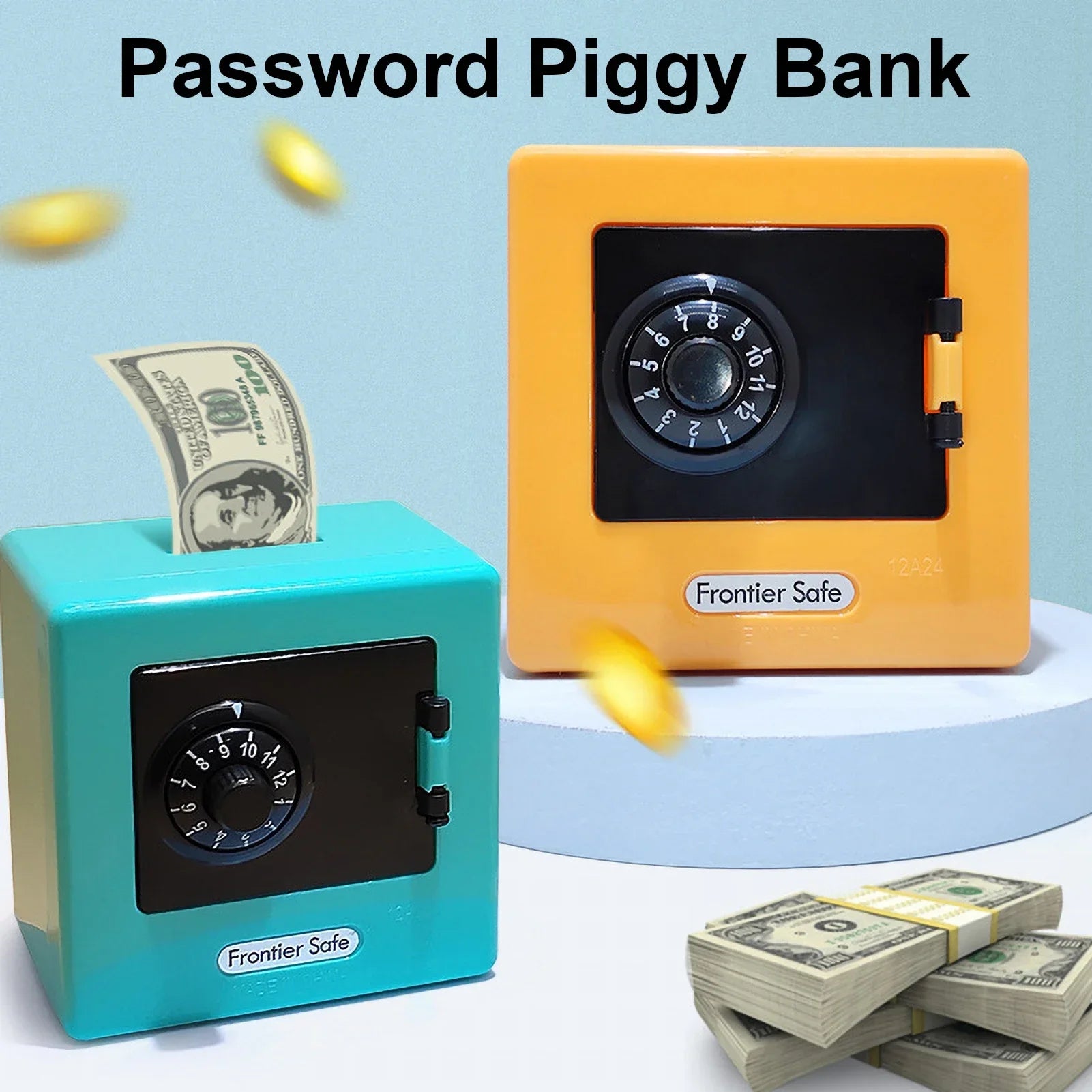 Mini Bank Money Box Retro Atm Rotating Password Cash Coins Saving