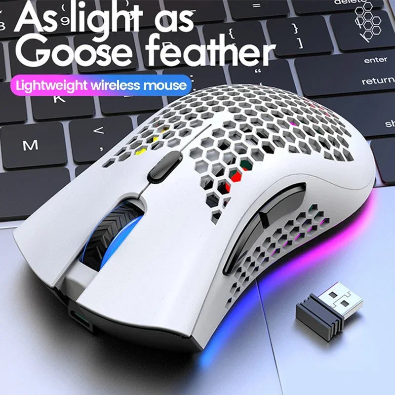 BM600 Rechargeable USB Wireless RGB Light Honeycomb Gaming Mouse Zpaxo