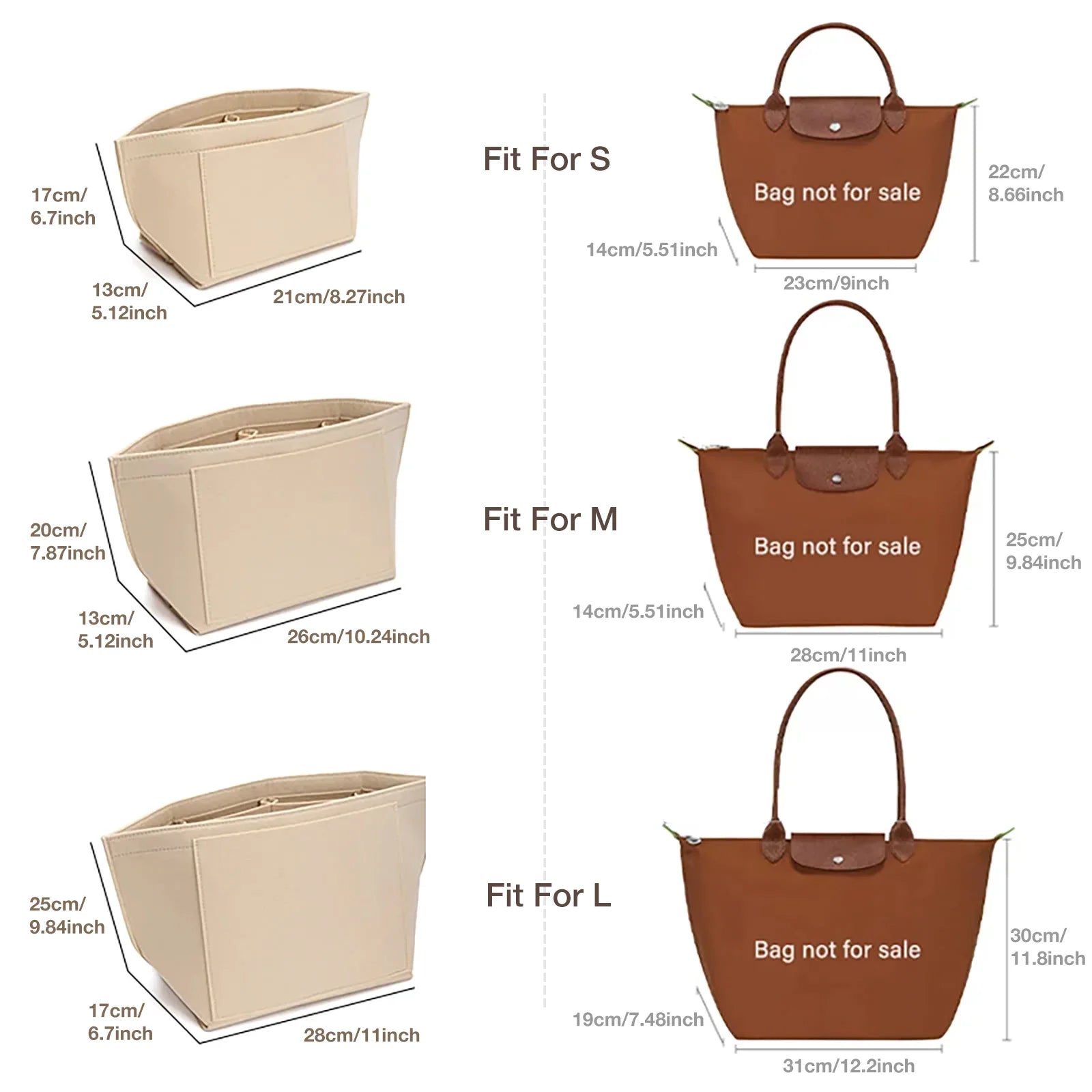 Felt Insert Bag Fits For Handbag Liner Bag Felt Cloth Makeup Bag Support Travel Portable Insert Purse Organizer Zpaxo