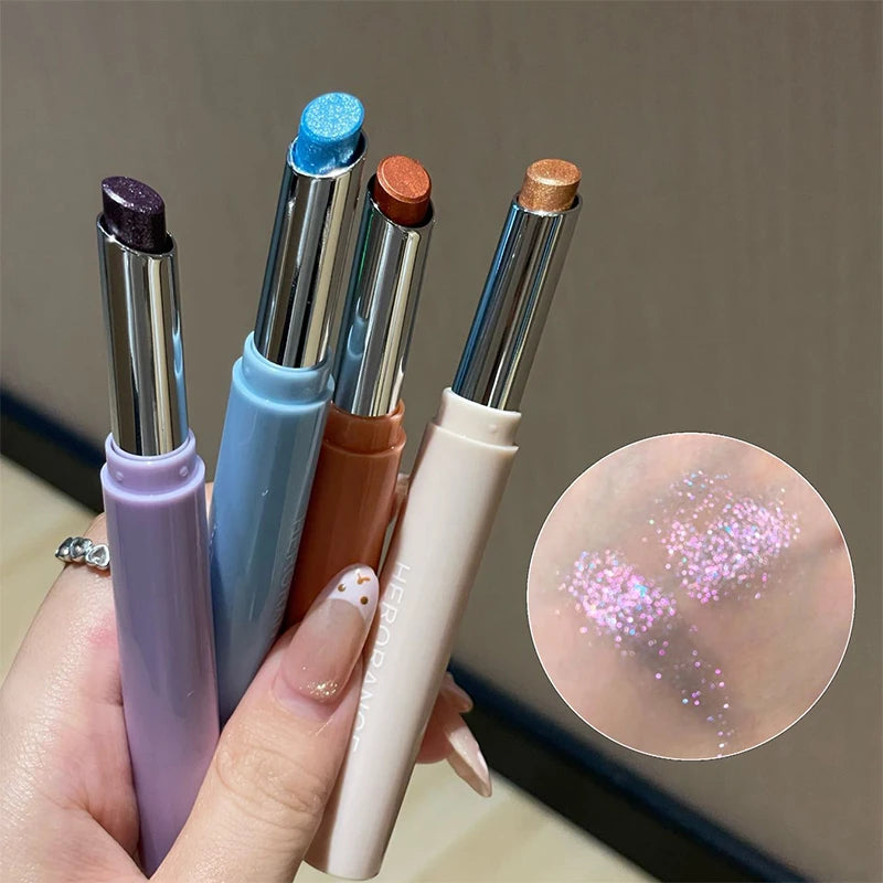 Punk Purple Glitter Eyeshadow Stick Pearlescent Highlight Shadow Stick Waterproof Lasting Shimmer Metallic Eyeshadow Makeup Zpaxo
