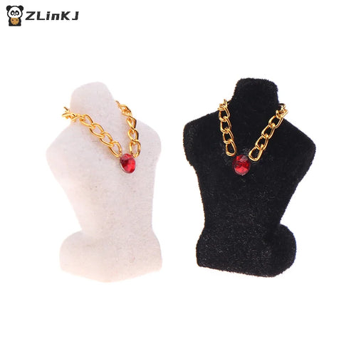 ▶1PCS 1/12 Dollhouse Necklace Display Stand With Necklace Dollhouse Jewelry Stand Dollhouse Accessories Micro Scene Photo Props Zpaxo
