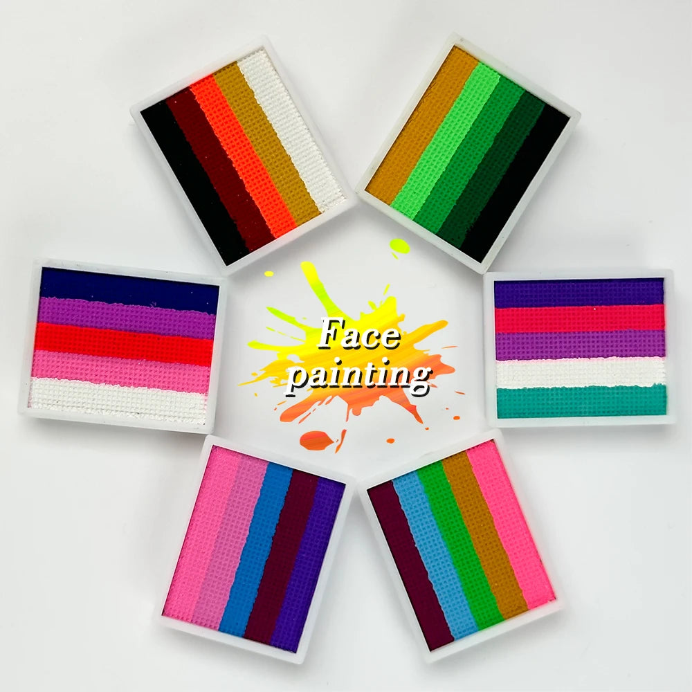 Palette Rainbow Stripe Paint Water Based Face Body Halloween Cosplay Zpaxo