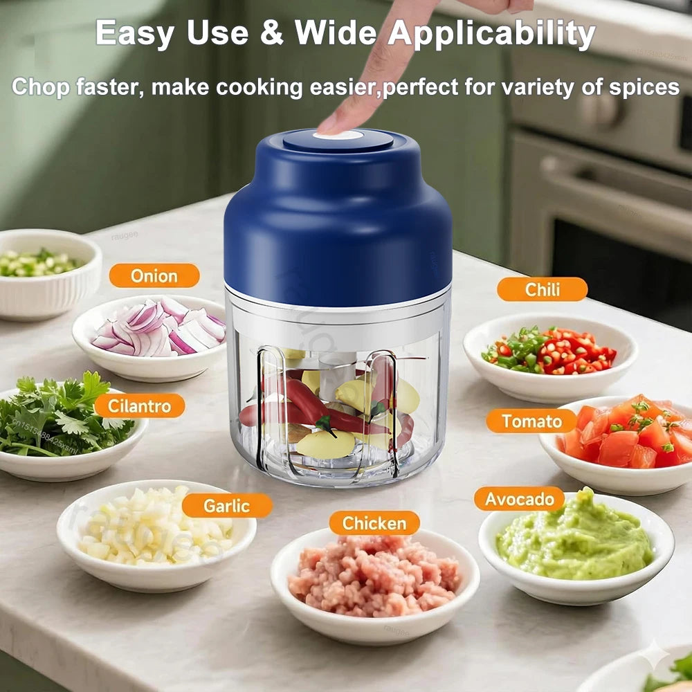 Electric Garlic Chopper Mini Portable Wireless Food USB Rechargeable