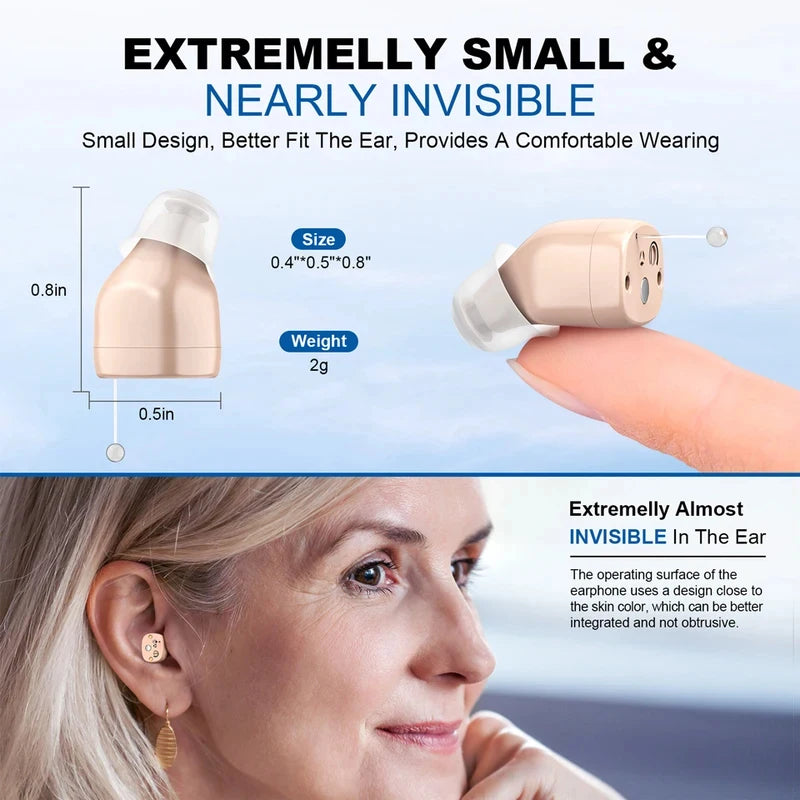 CIC Mini Rechargeable Hearing Aid Deaf Aids Elderly Deafness