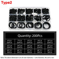 Nitrile Rubber O-Ring Kit 200/225 Pcs – Gasket Seal Repair Set O-Ring Repair Kit Zpaxo 200PCS