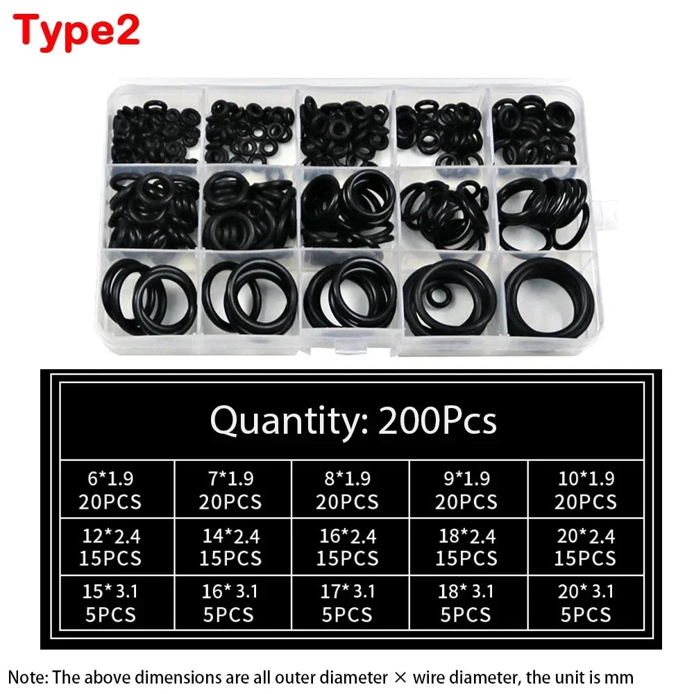 Nitrile Rubber O-Ring Kit 200/225 Pcs – Gasket Seal Repair Set O-Ring Repair Kit Zpaxo 200PCS