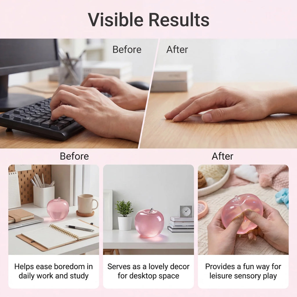 Squishy Pink Apple Stress Ball Fidget Sensory Toy – Kids & Adults Squishy Stress Ball Zpaxo