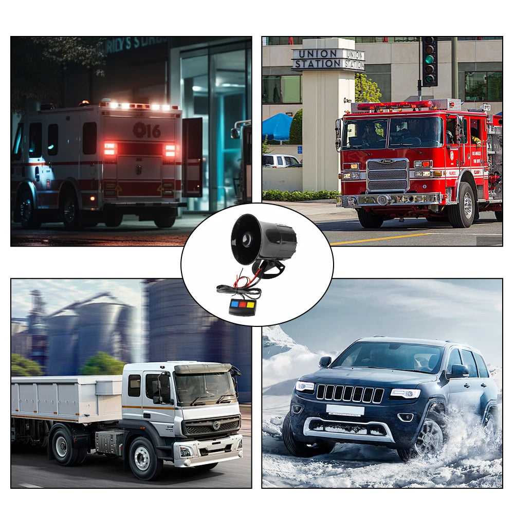 Motorcycle 3 Sounds Horn 110dB 12V Tone Sound Loud Car Warning Alarm