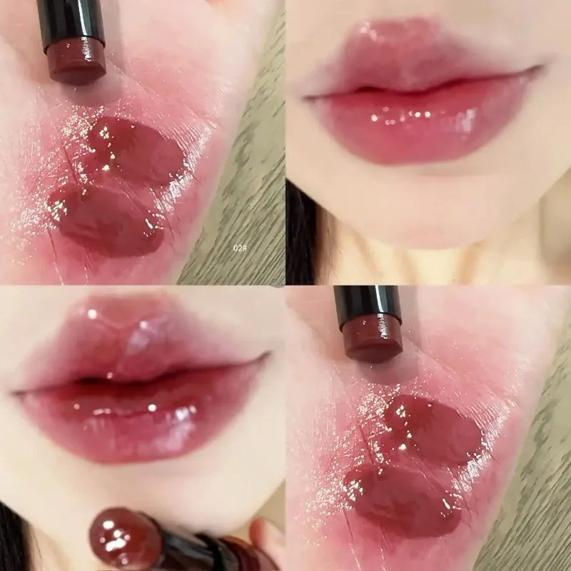 Glossy Mirror Lipstick Cherry Red Shade Moisturizing Waterproof Long