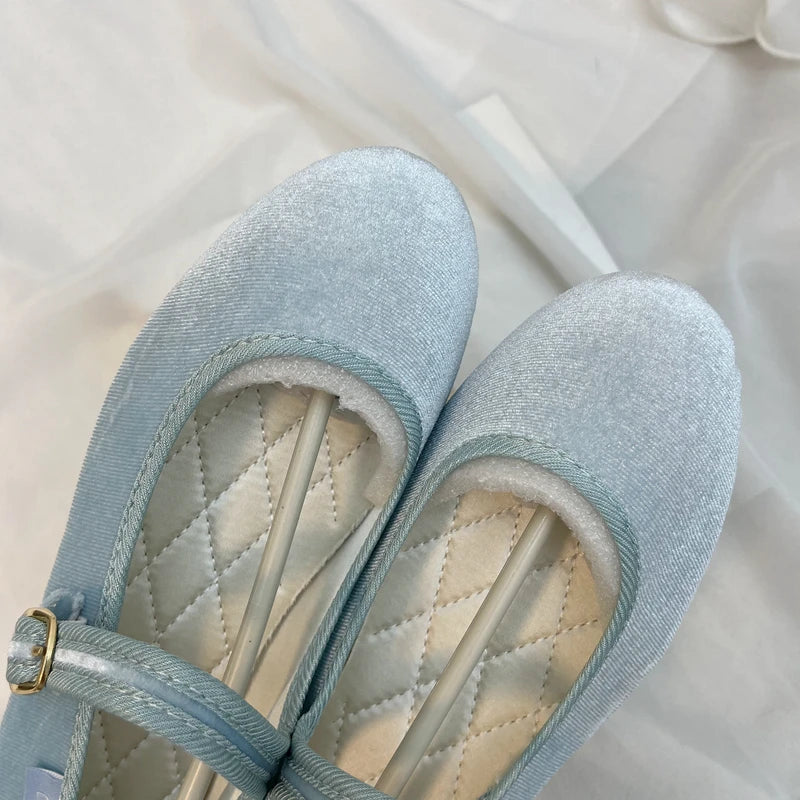 Flats Shoes for Women 2023 New Autumn Summer Korea Fashion Mary Jane Shoes Round Toe Women's Shoes Velvet Silk Flats Women Shoes Zpaxo