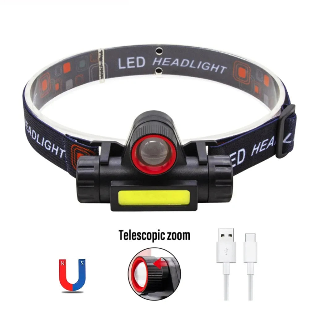 Rechargeable LED Headlamp – XPE COB Dual Light & Tail Magnet Rechargeable Headlamp Zpaxo
