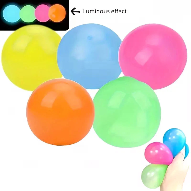 Glow-in-the-Dark Sticky Ceiling Balls 5/10Pcs Sticky Glows Balls Fidget Toys Stress Relief Sensory Toys Wall & Ceiling Decor Zpaxo