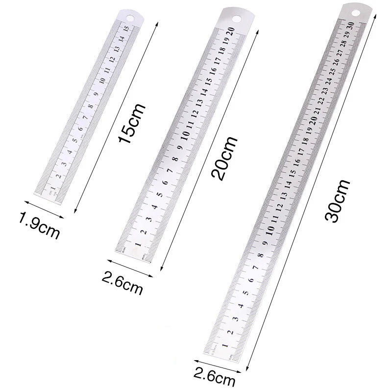 Metal Ruler Stainless Steel Straight Ruler 150mm-500mm Student Rulers Precision Double Sided Measuring Tool For Woodworking Draw Zpaxo