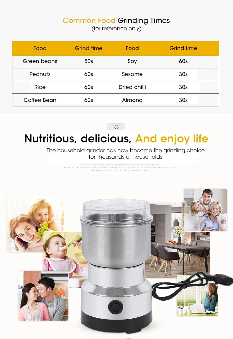 Mini Electric Grinder 300ml Ultrafine Pulverizer for Baby Food Coffee Spice Pepper Grain Mill with 2/4 Blades Household Use Zpaxo