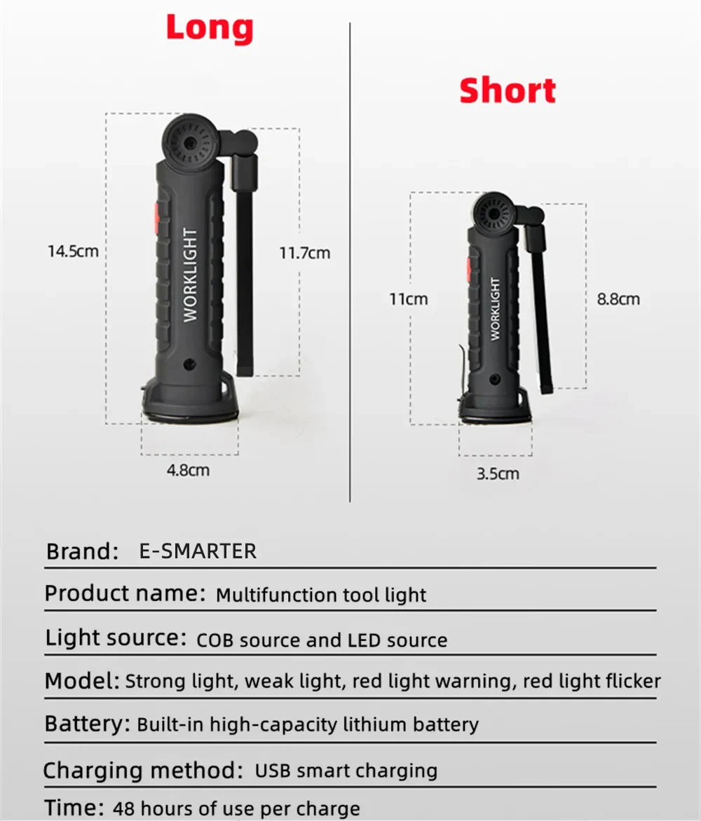 COB LED Work Light – Dimmable USB Rechargeable Magnetic Torch