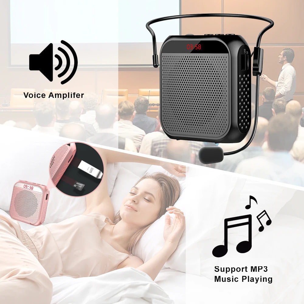 Multifunctional Portable Amplifier 8W 2200mAh Voice Amplifier Personal Voice Speaker Microphone Display for Teacher Presentation Zpaxo