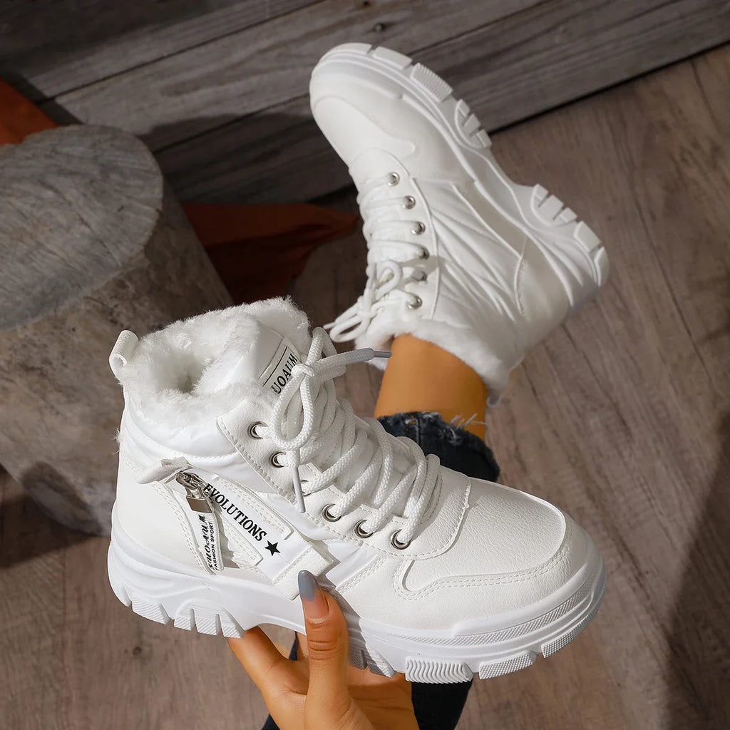 2025 New Women Ankle Boots Warm Height Increased Snow Boots High Top Platform Cotton Sports Shoes Fashion Waterproof Boots Women Zpaxo