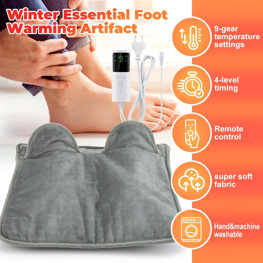 Electric Heated Foot Warmer Pad – 9 Settings, Timer, Washable Electric Foot Warmer Zpaxo