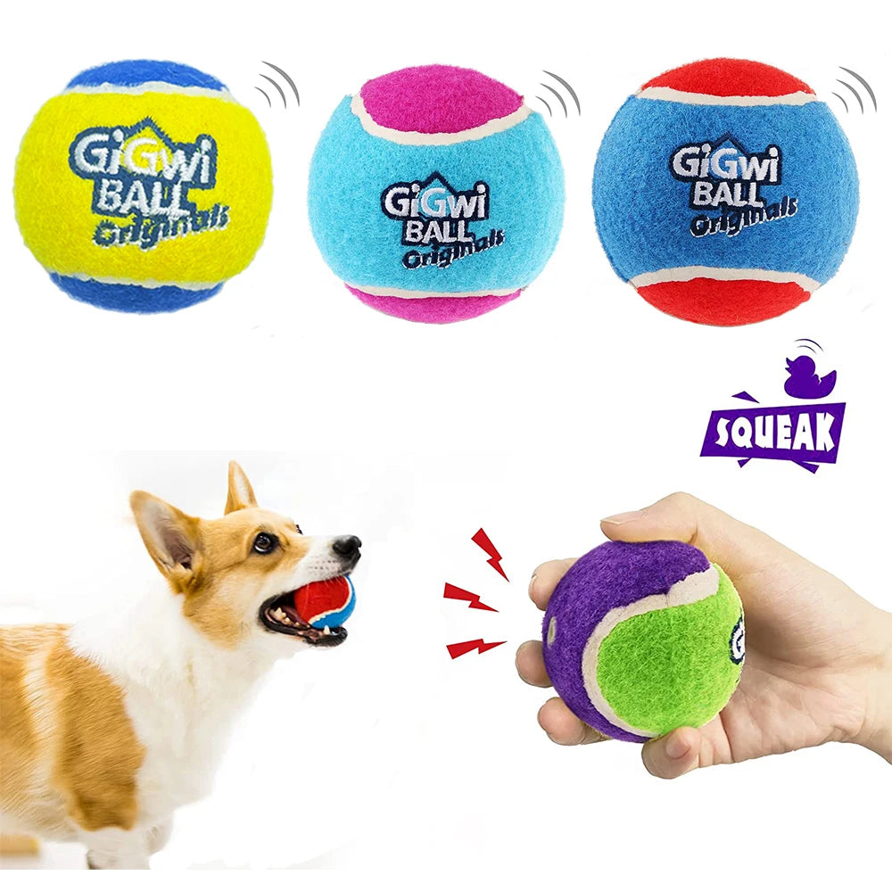 Pet Dog Squeaky Tennis Ball Interactive Toys Bounce Sound Rubber Dogs Zpaxo